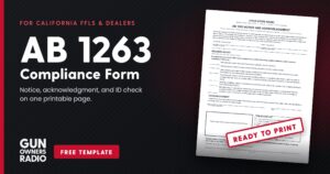 Free AB 1263 compliance form for California FFLs and dealers: notice, acknowledgment, and ID check on one printable page
